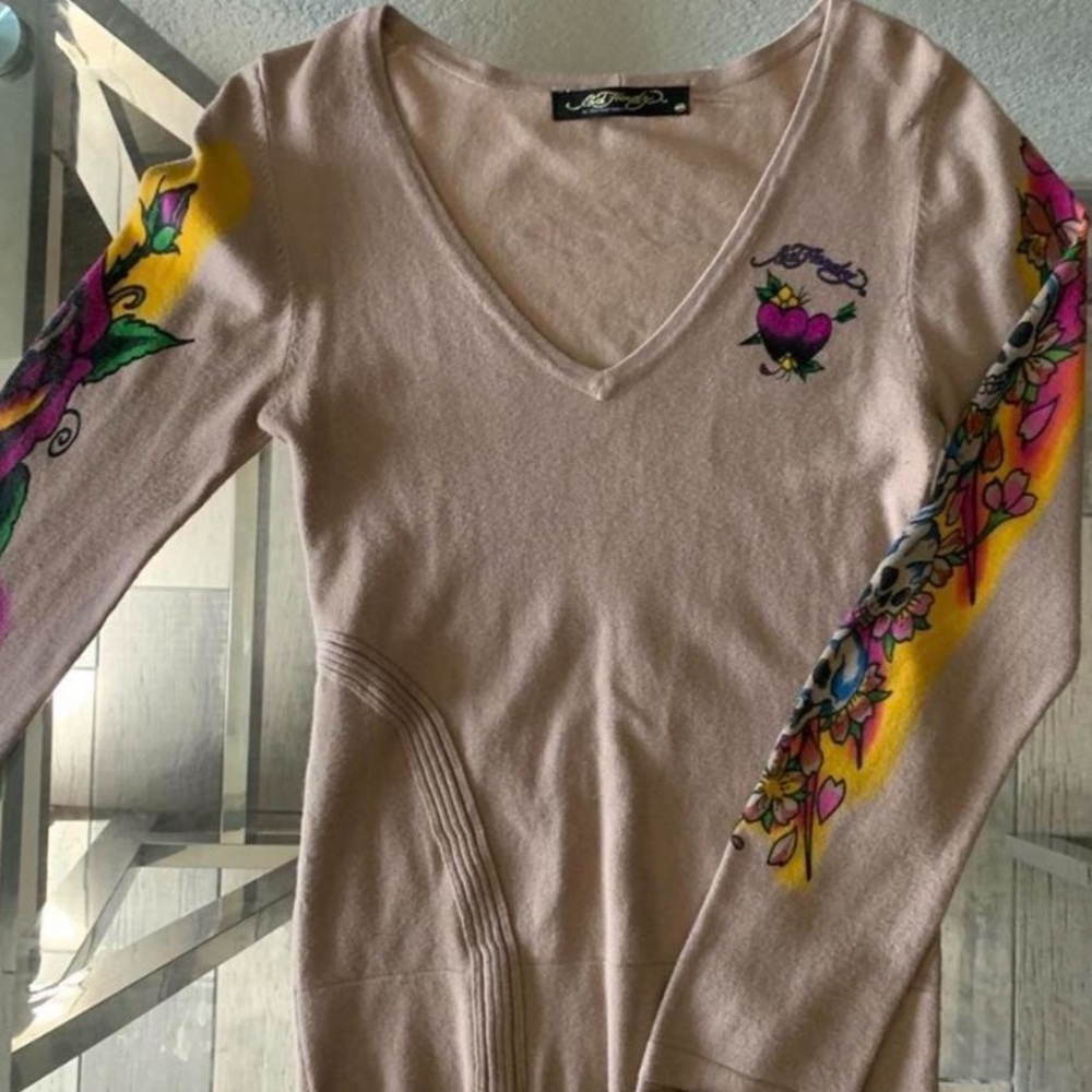 beige Ed hardy long sleeve